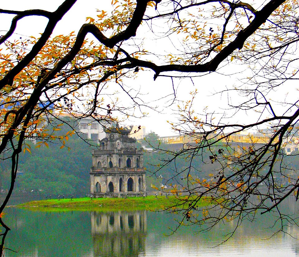 Turtle Tower on Hoan Kiem Lake in Hanoi, Vietnam